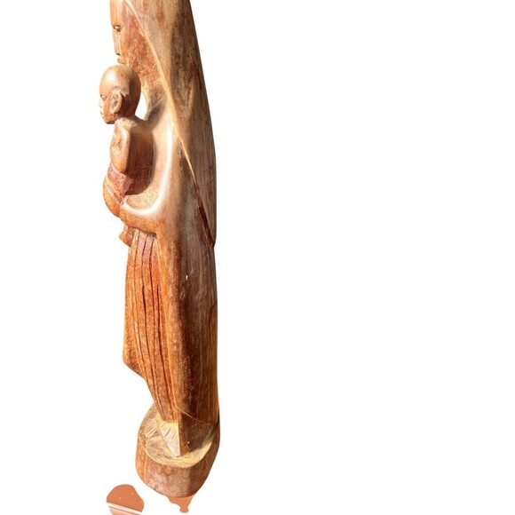 Niagara Frontier Trading Post Wood Carved Woman & Child Statue Medieval Art - Picture 8 of 11